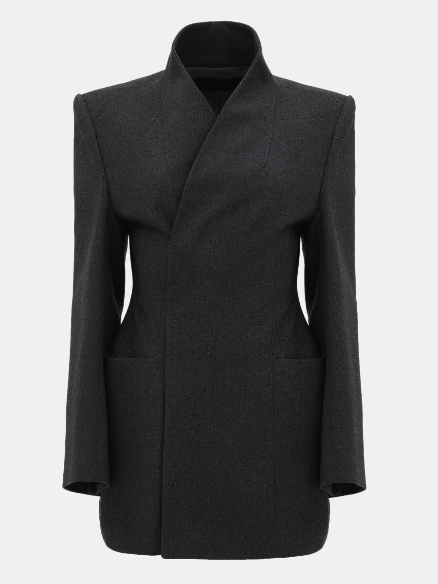 Source Unknown Corrin Wrap Blazer, Charcoal