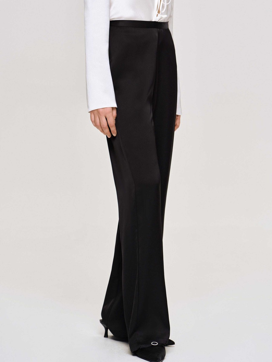 Source Unknown Satin-Crepe Pants, Black