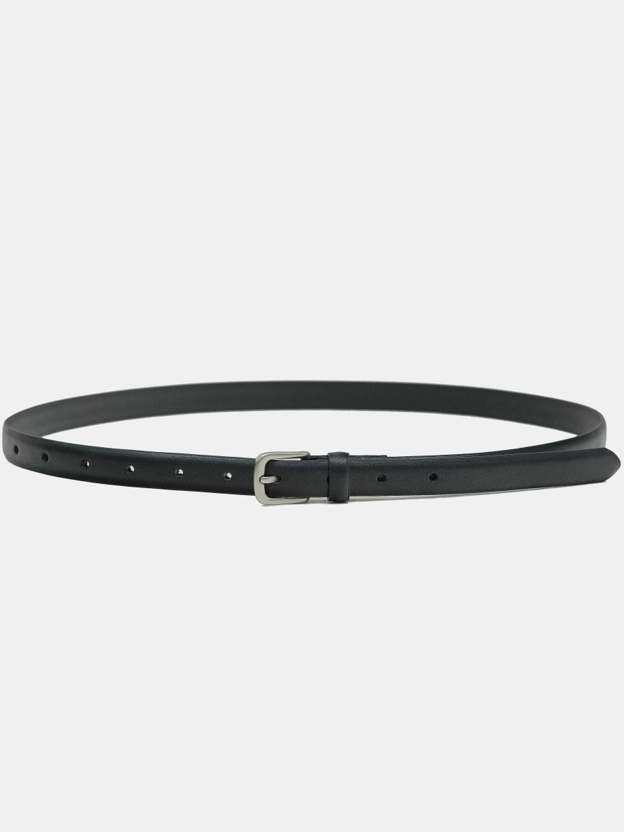 Source Unknown Thin Leather Belt, Black