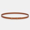 Source Unknown Calfskin Leather Skinny Belt, Tan