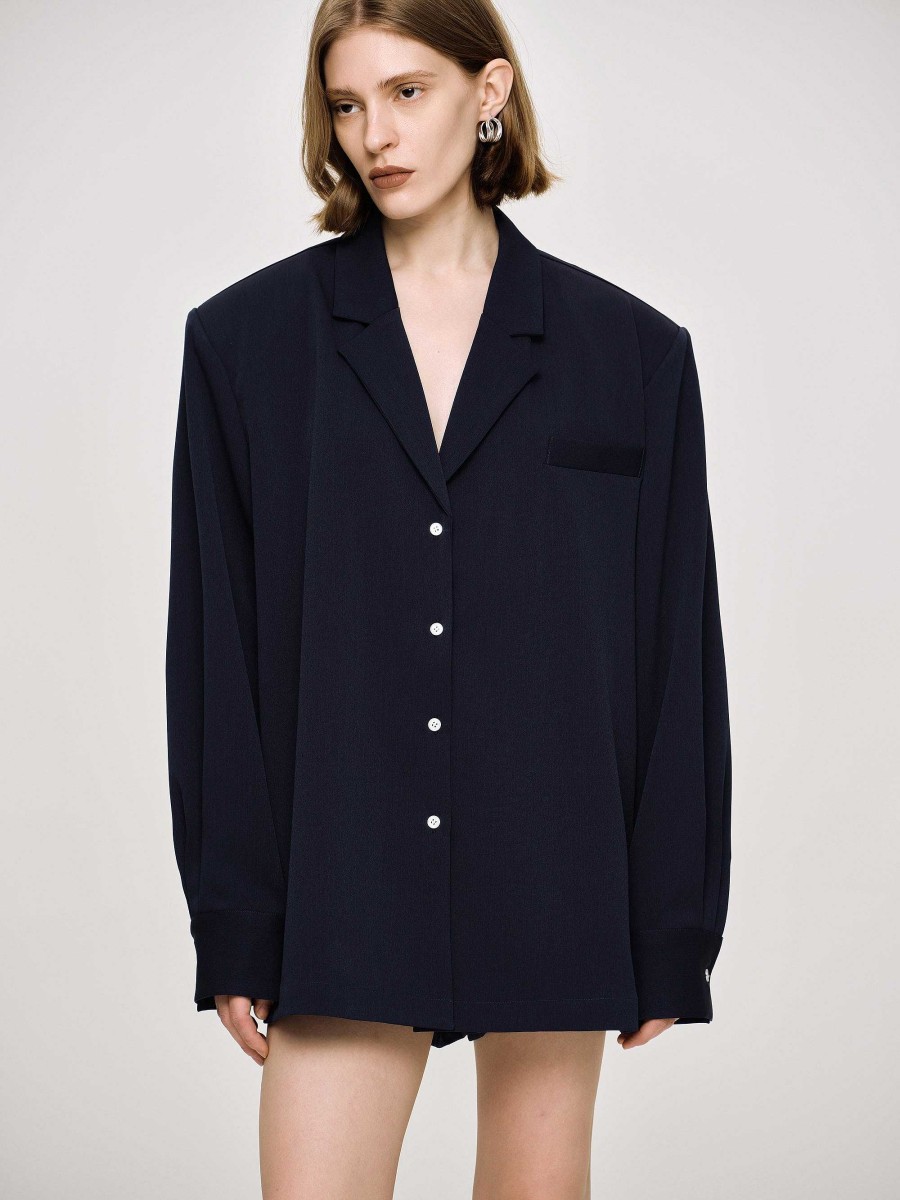 Source Unknown Oversized Fluid Shirt, Navy