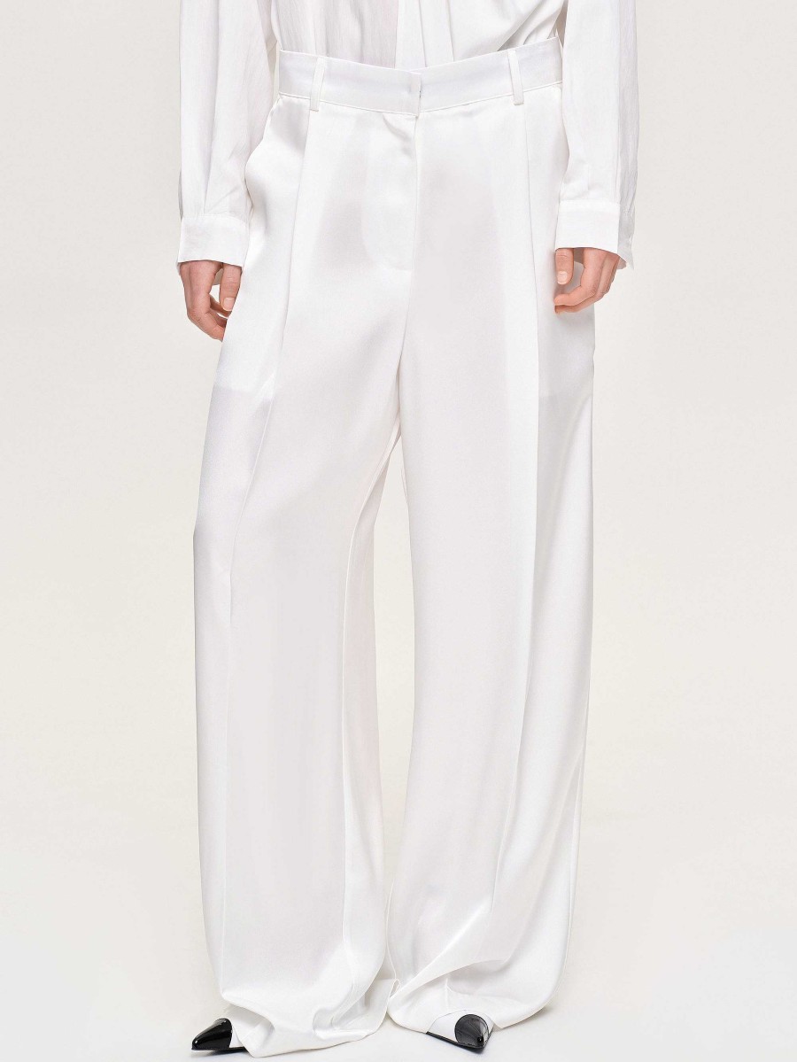 Source Unknown Taiamo Fluid Satin Trousers, White