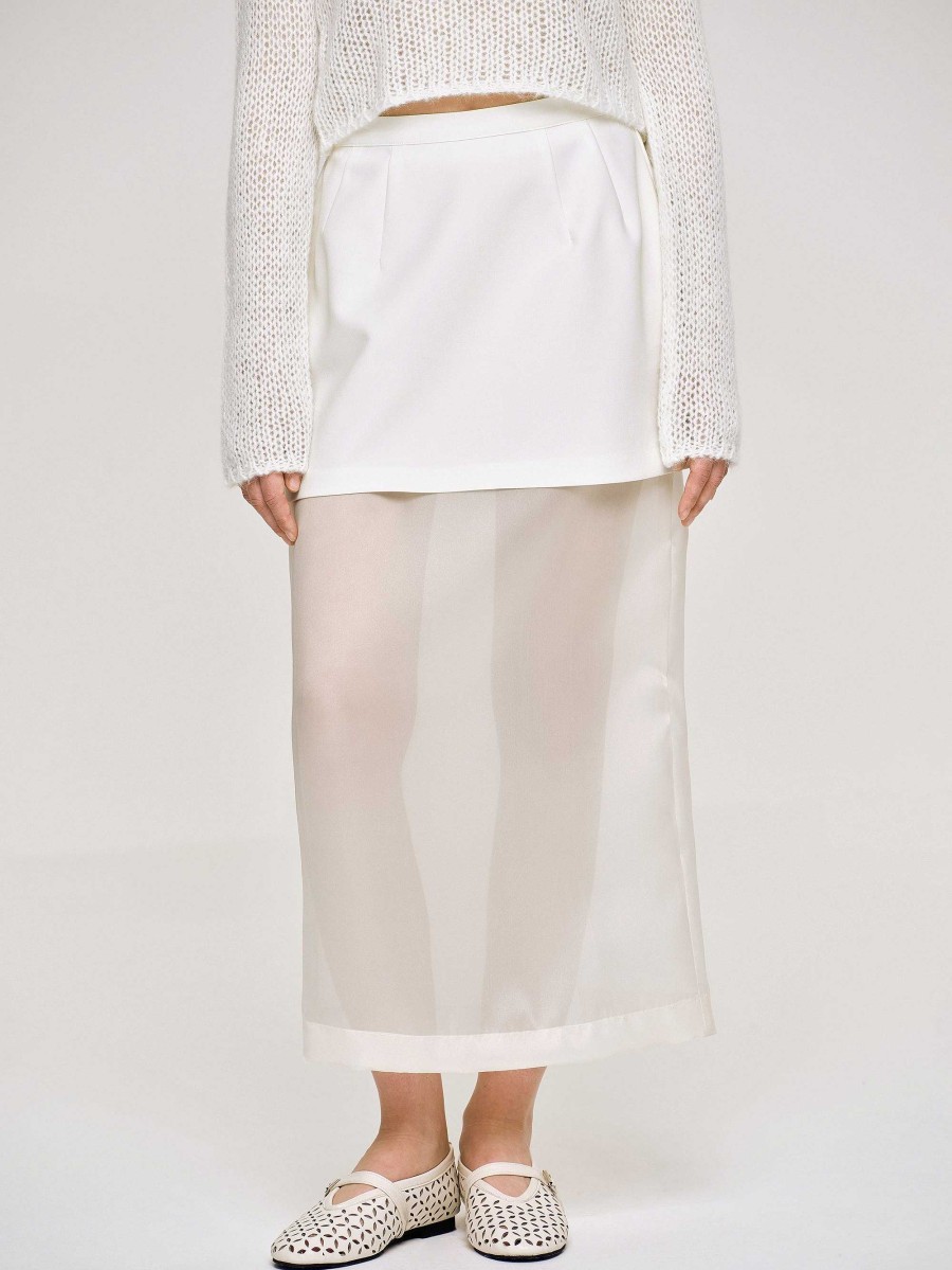 Source Unknown Sheer Midi Skirt, White