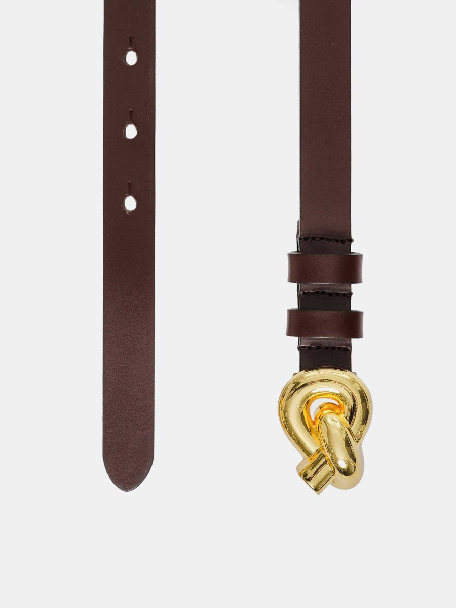 Source Unknown Twisted Knot Buckle Belt, Brown