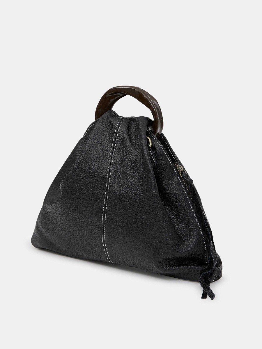 Source Unknown Calfskin Triangle Tote, Black