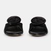 Source Unknown Rose Applique Satin Mules, Black