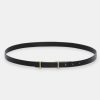 Source Unknown Calfskin Leather Skinny Belt, Black