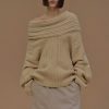 Source Unknown Becca Oversized High Roll Knit Pullover, Butter