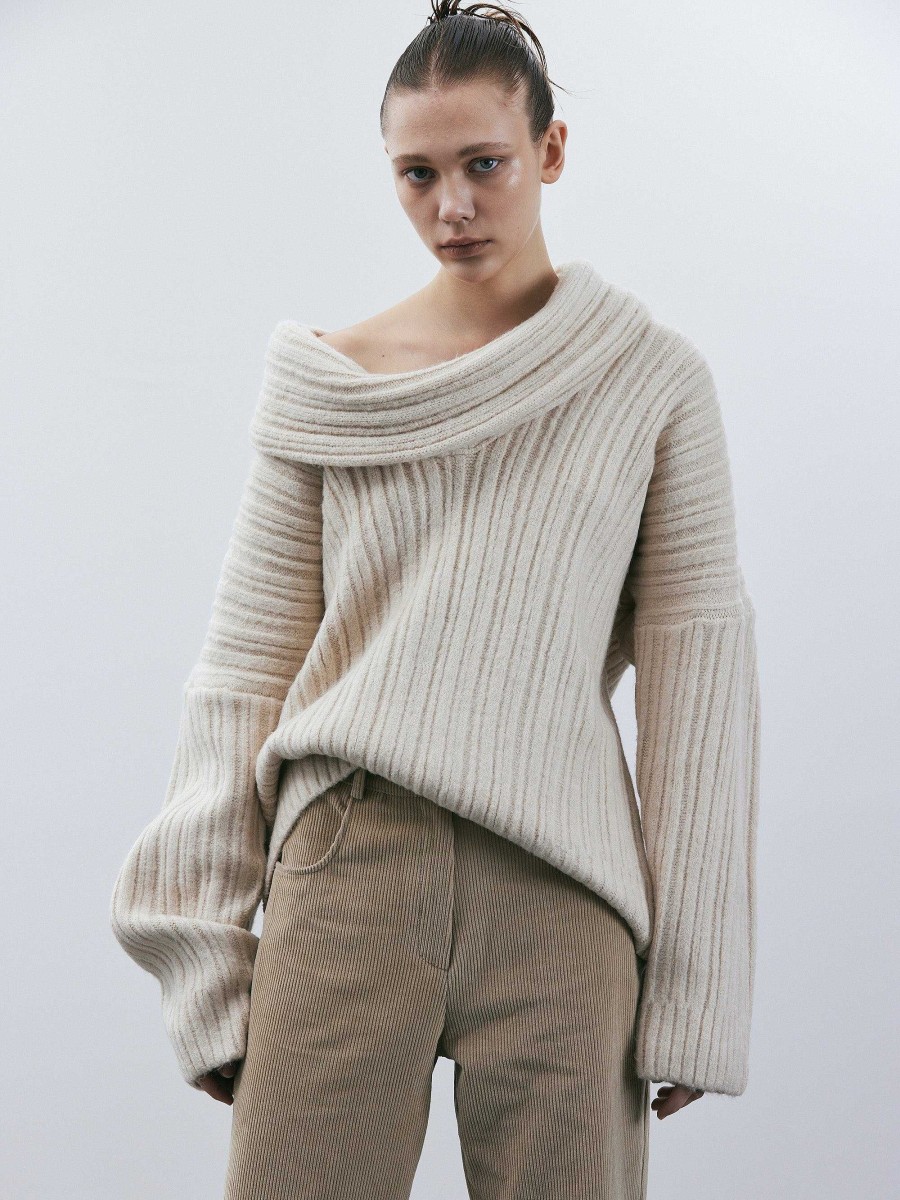 Source Unknown Becca Oversized High Roll Knit Pullover, Birch