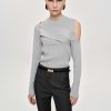 Source Unknown Draped Cut-Out Knit, Taupe Gray