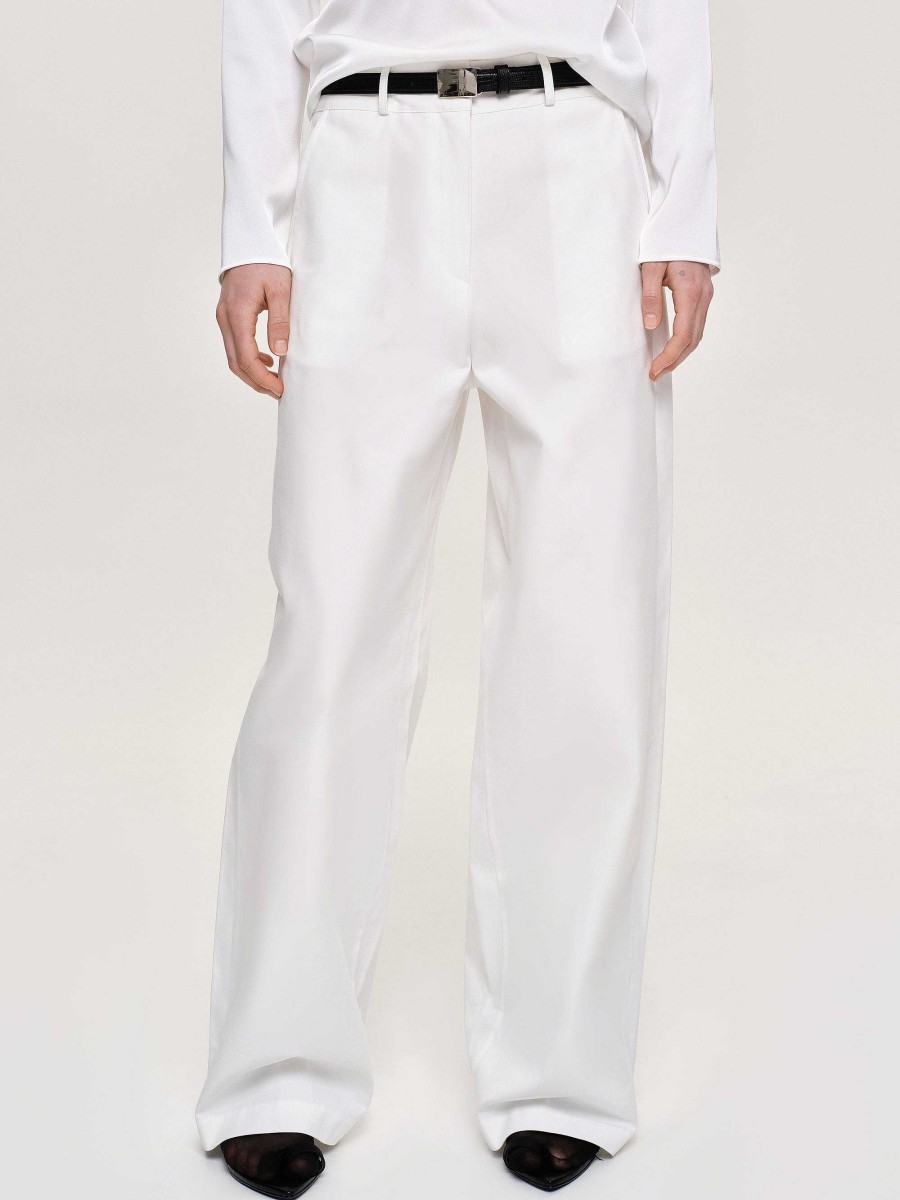 Source Unknown Wide-Leg Poplin Pants, White