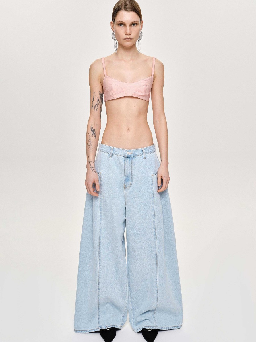 Source Unknown Double Side Oversized Jeans, Light Blue