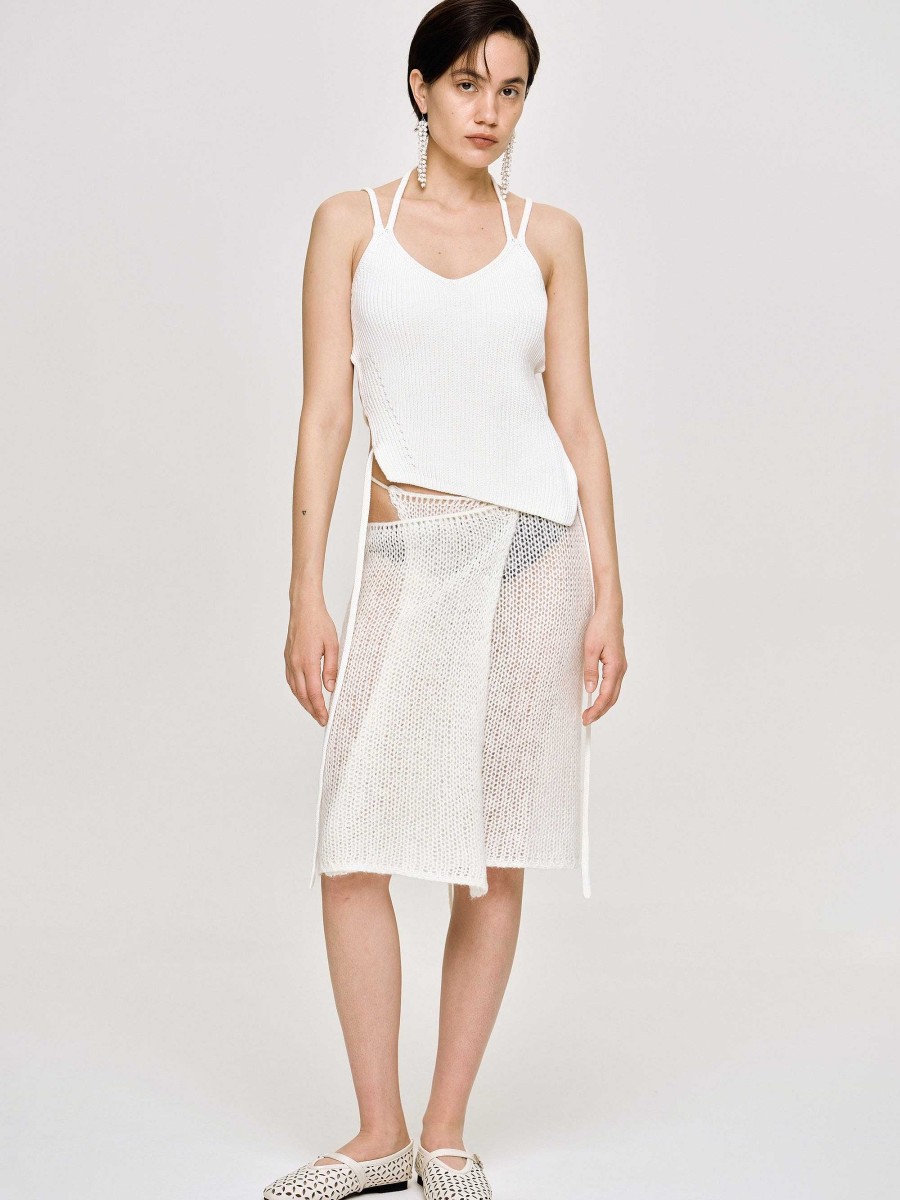 Source Unknown Asymmetric Knit Tank Top, White