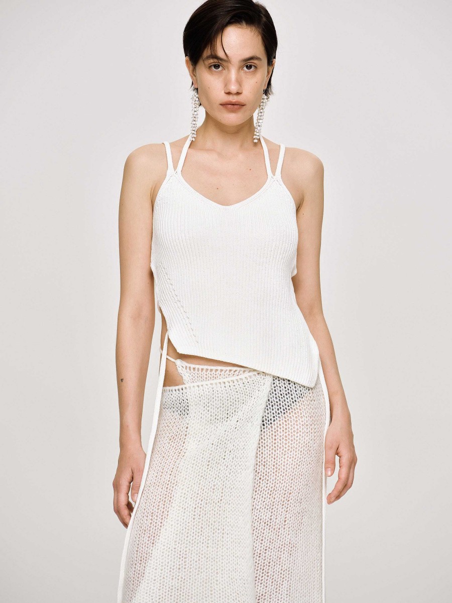 Source Unknown Asymmetric Knit Tank Top, White