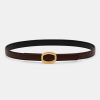 Source Unknown Round Hexagon Leather Belt, Brown/Gold