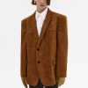 Source Unknown Lui Faux Leather Blazer, Rust Brown