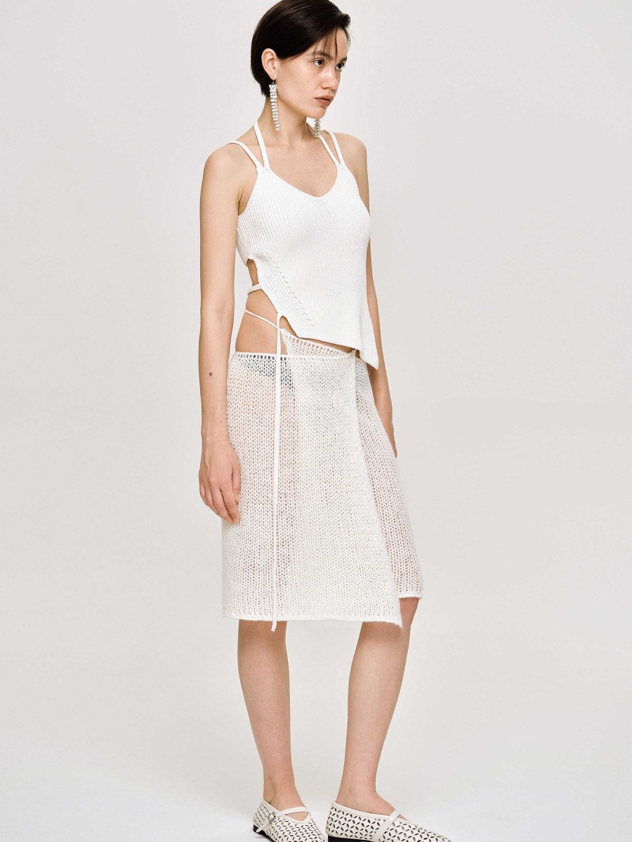 Source Unknown Semi-Sheer Knit Skirt, Birch