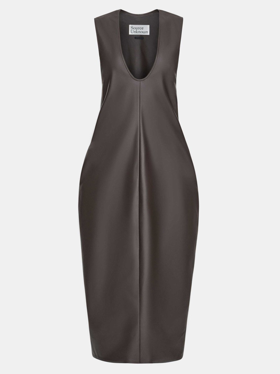 Source Unknown Adua Faux Leather Maxi Dress, Chocolate