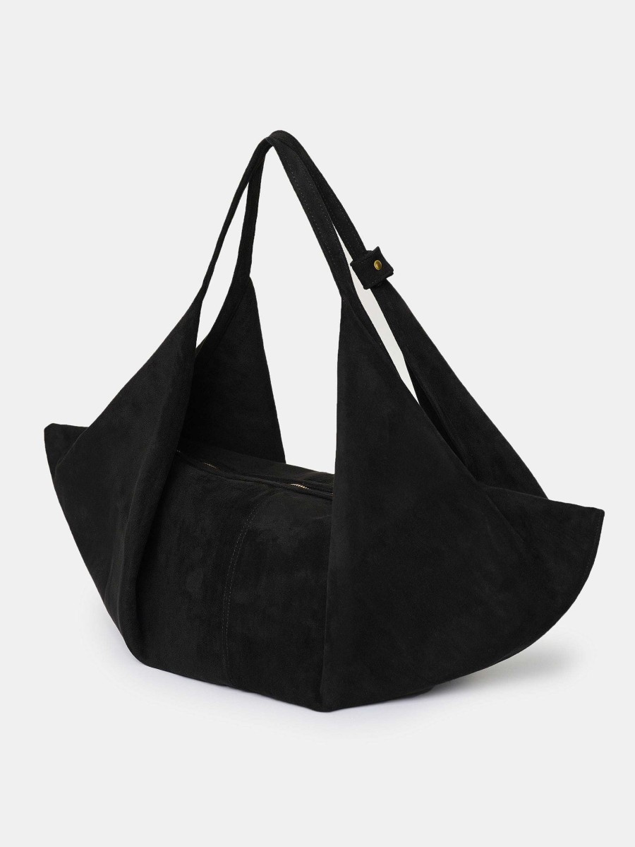 Source Unknown Large Fortune Cookie Bag, Suede Black