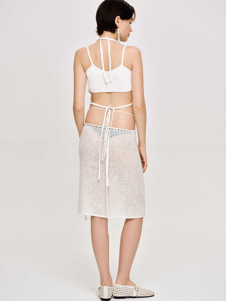 Source Unknown Semi-Sheer Knit Skirt, Birch