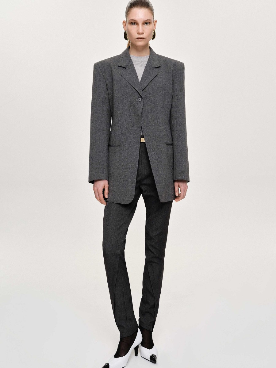 Source Unknown Single-Button Blazer, Charcoal