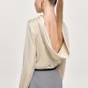 Source Unknown Leiva Cowl-Back Blouse, Parchment