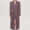 Source Unknown Delphina Long Hourglass Coat, Mauve Grey