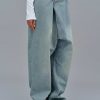 Source Unknown Asymmetric Wrap Faded Jeans, Stone Wash