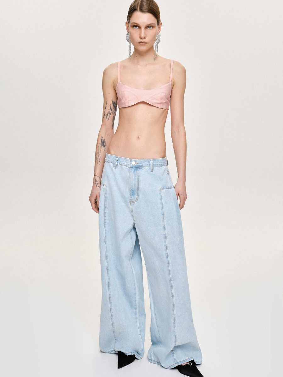 Source Unknown Double Side Oversized Jeans, Light Blue