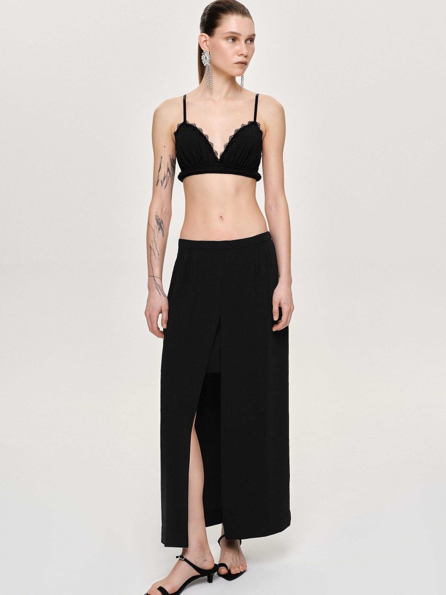 Source Unknown Slit Maxi Skirt, Black