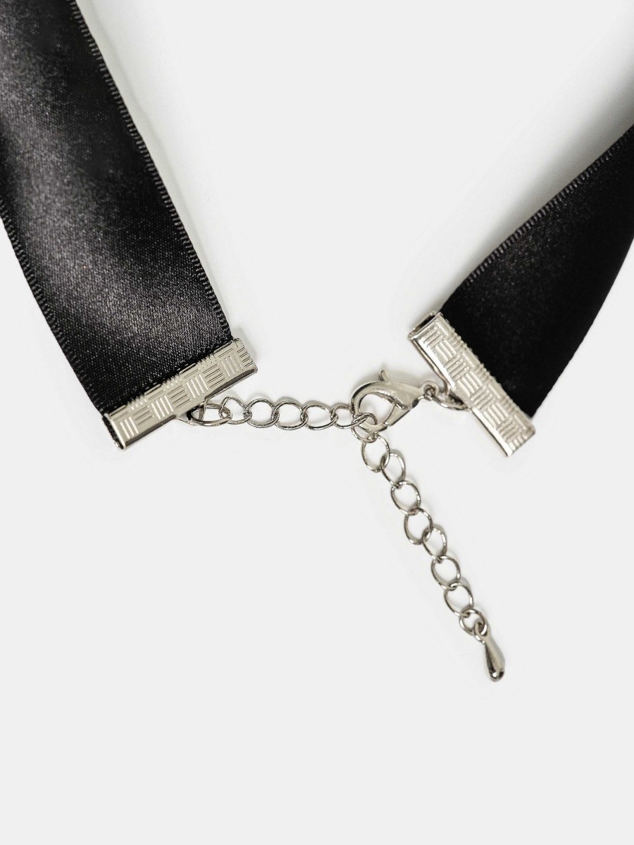 Source Unknown Satin Bow Choker, Black