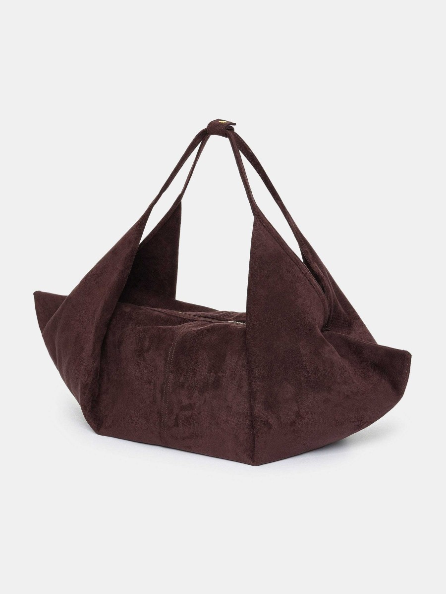 Source Unknown Large Fortune Cookie Bag, Suede Brown