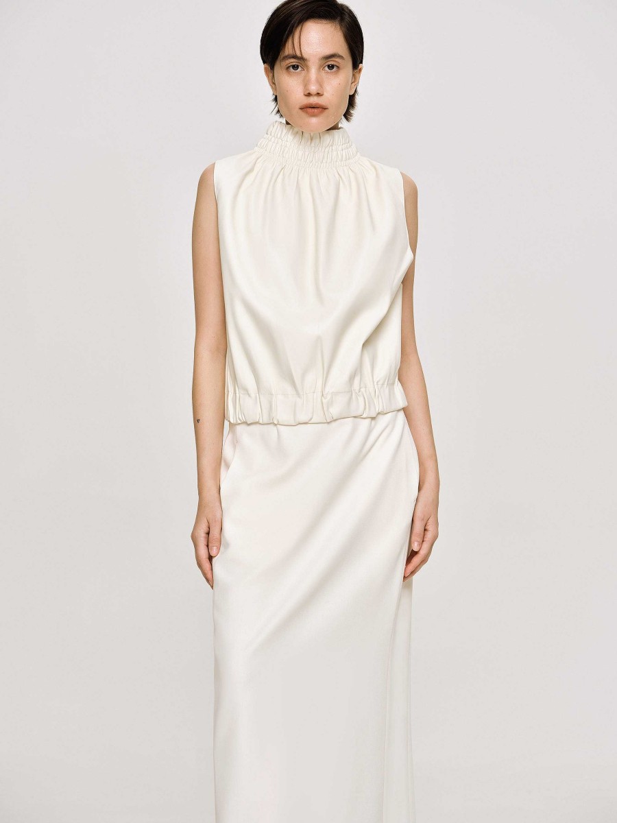 Source Unknown Sleeveless Leather Top, Ivory