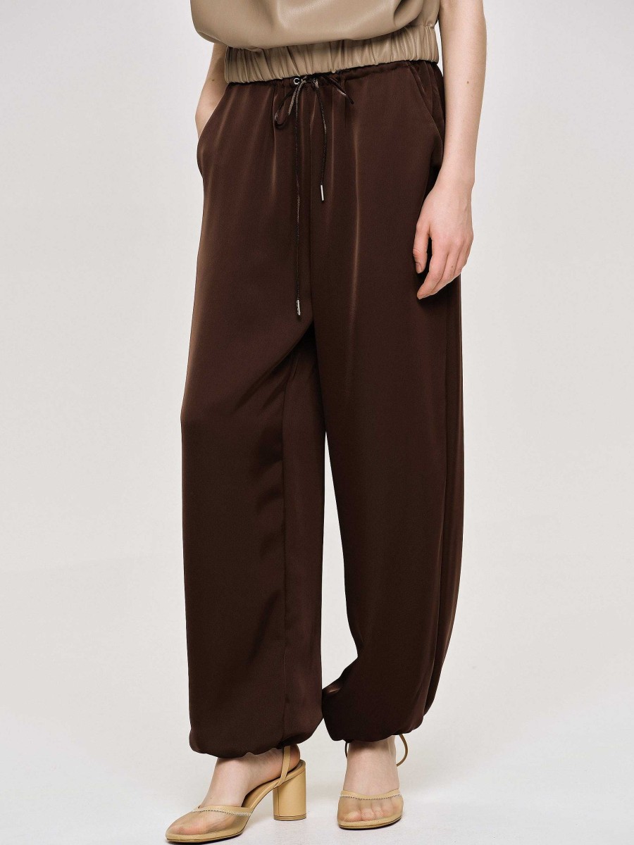 Source Unknown Satin Jogger Pants, Merlot Red