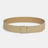 Source Unknown Square Buckle Suede Belt, Nougat