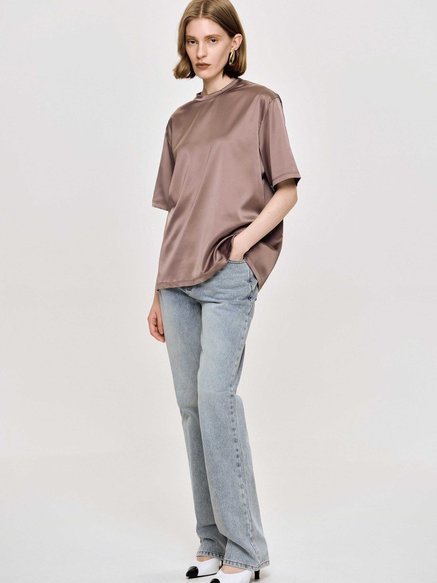 Source Unknown Silky Satin T-Shirt, Red Bean