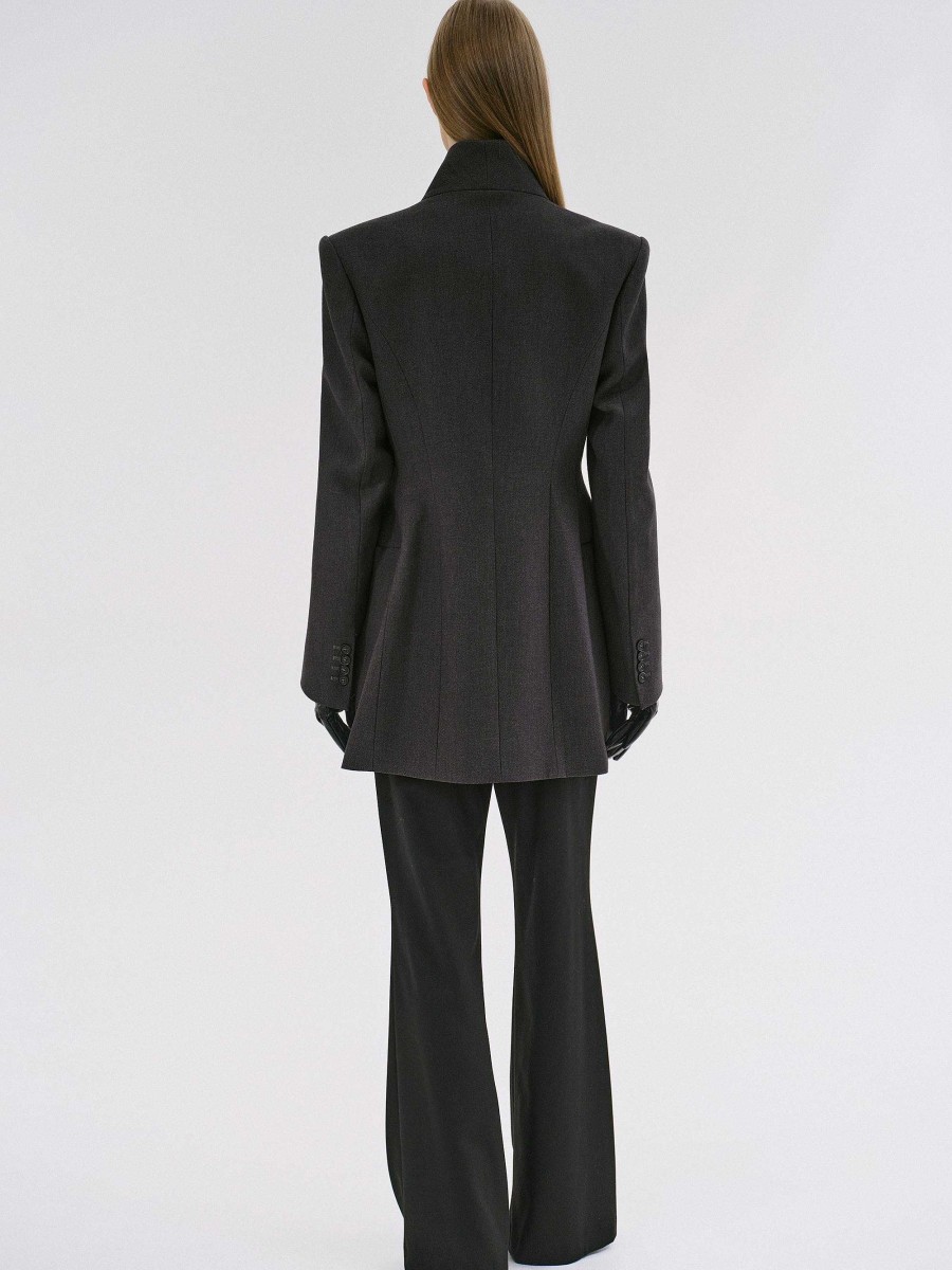 Source Unknown Corrin Wrap Blazer, Charcoal