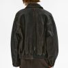 Source Unknown Geva Faded Lambskin Bomber Jacket, Brown