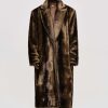 Source Unknown Wallis Fur Oversized Grandpa Coat, Espresso