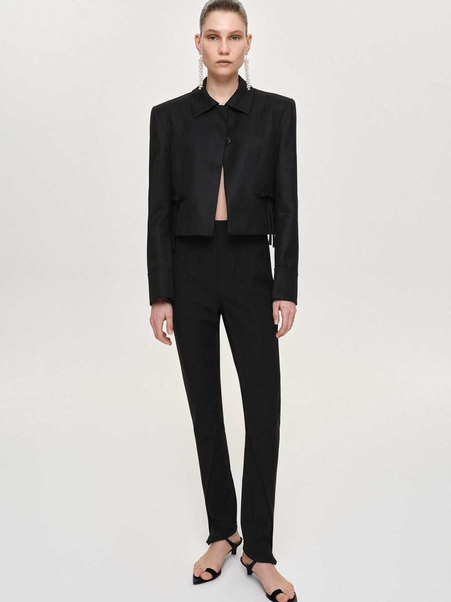 Source Unknown Tyia Bias-Cut Slim Trousers, Black