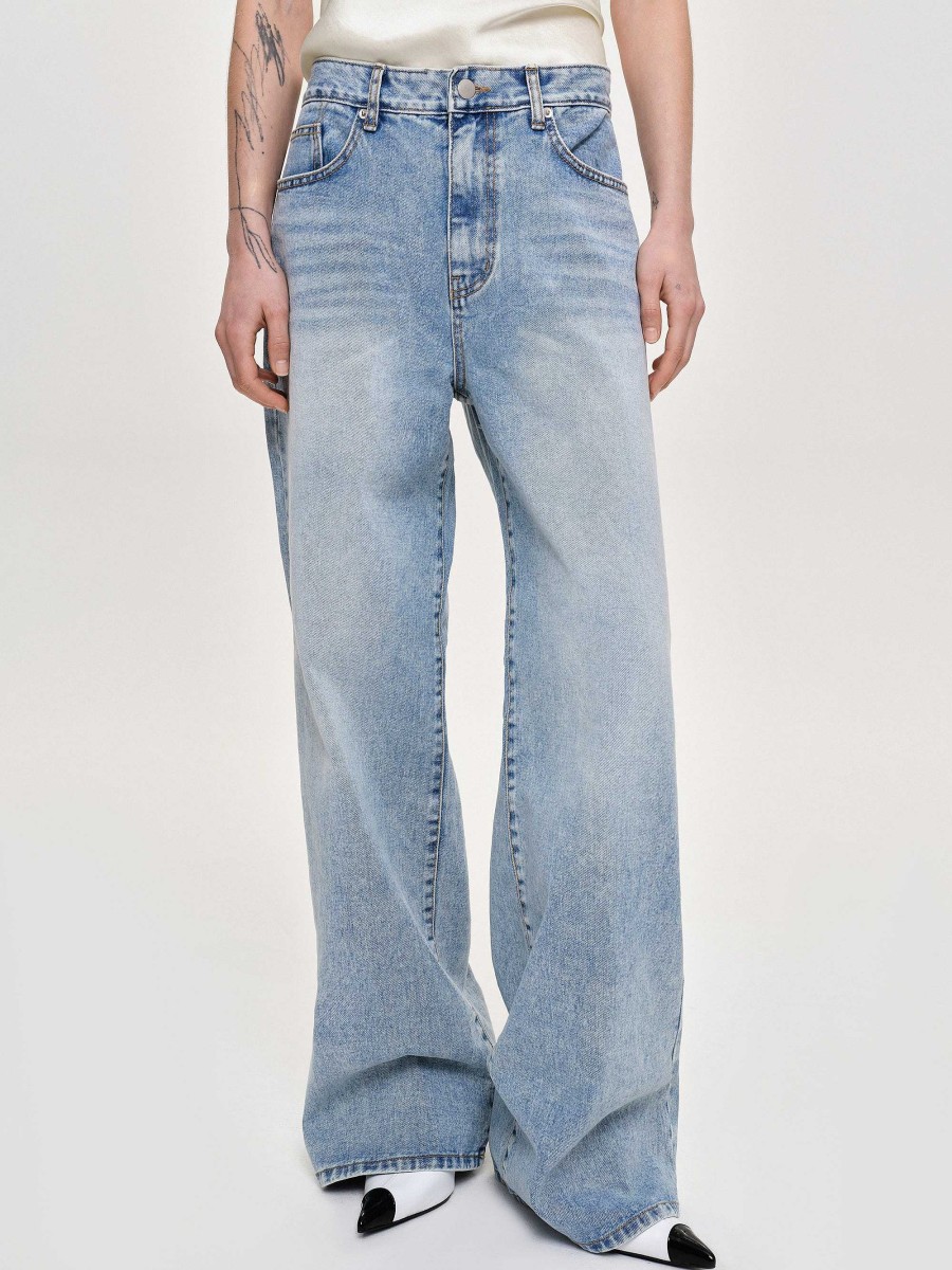 Source Unknown Long Straight-Leg Jeans, Light Vintage Blue