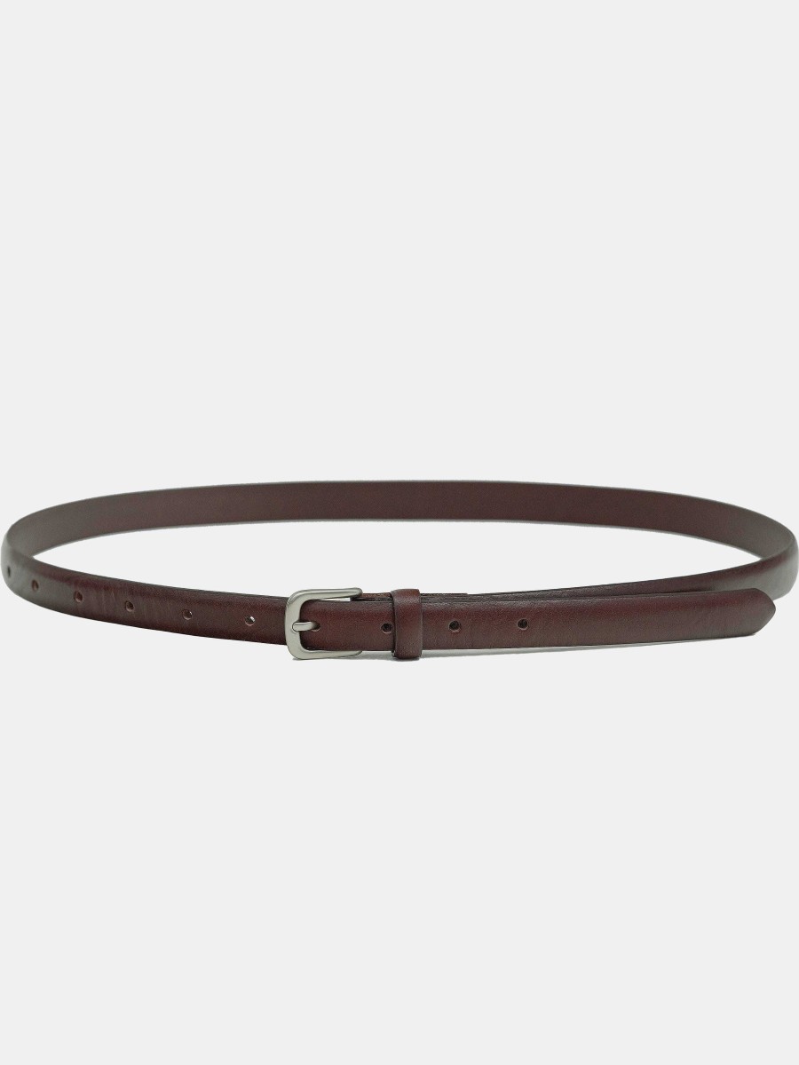 Source Unknown Thin Leather Belt, Brown