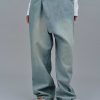 Source Unknown Asymmetric Wrap Faded Jeans, Stone Wash