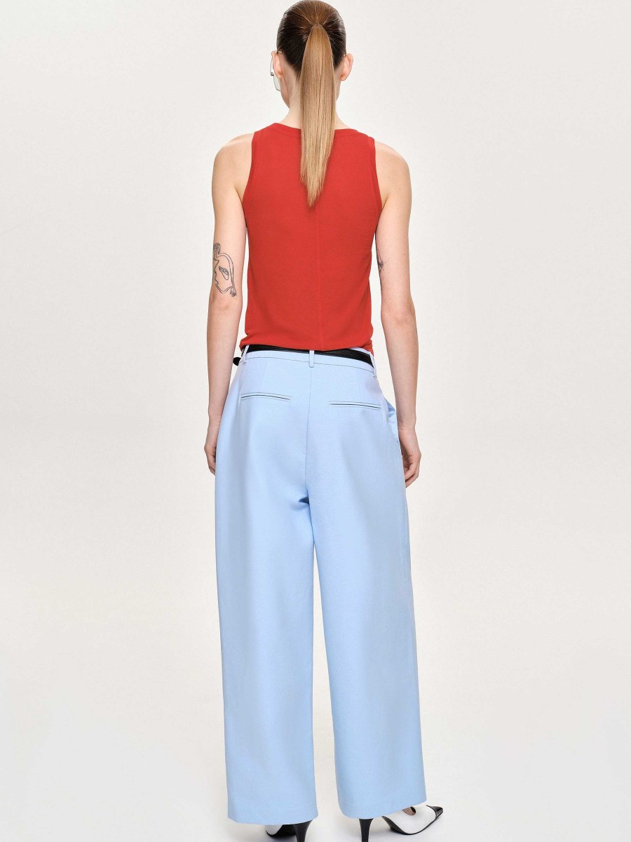 Source Unknown Wide-Leg Pintuck Trousers, Ice Blue