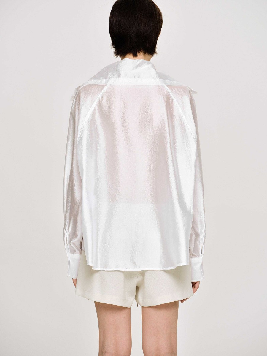 Source Unknown Sailor Collar Sheer Shirt, White