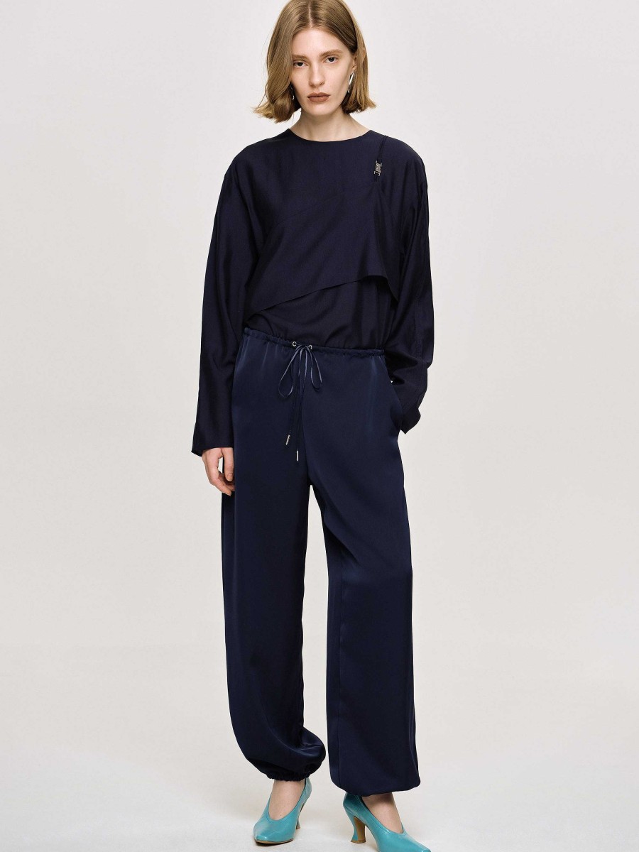 Source Unknown Satin Jogger Pants, Navy