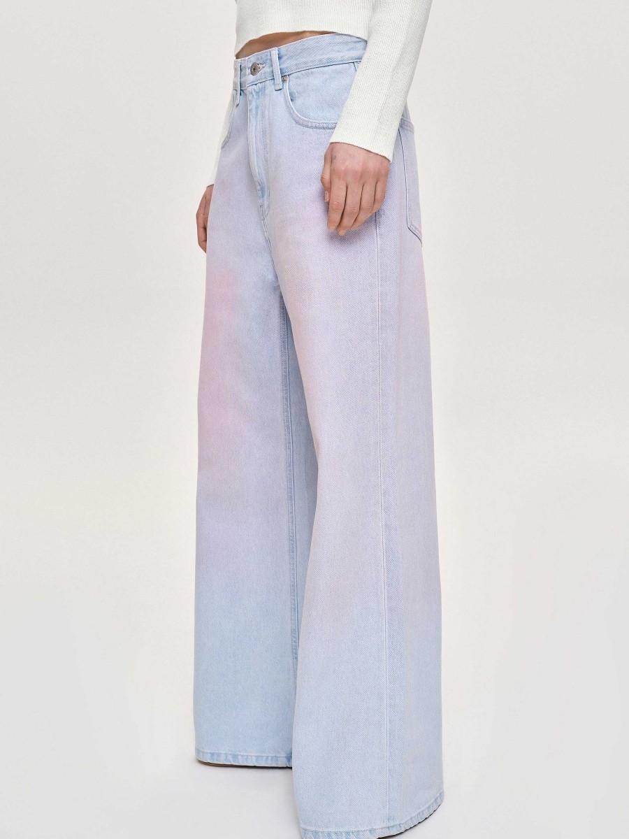 Source Unknown Painted Wide-Leg Jeans, Pink Washed