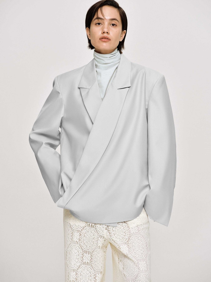 Source Unknown Baia Boxy Wrap Blazer, Gainsboro Grey