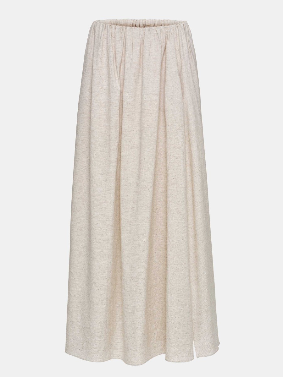 Source Unknown Dhanila Floor-Length Linen Skirt, Natural