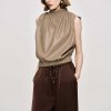 Source Unknown Sleeveless Leather Top, Beige